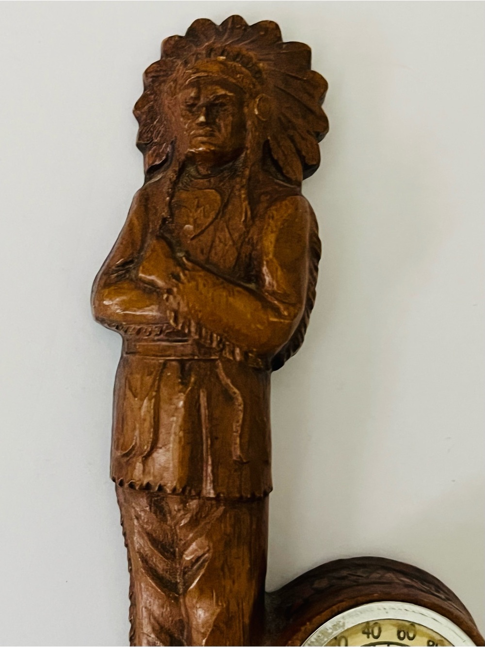 Vintage American Indian Chief MCM Thermometer—Syroco Retro Southwestern USA